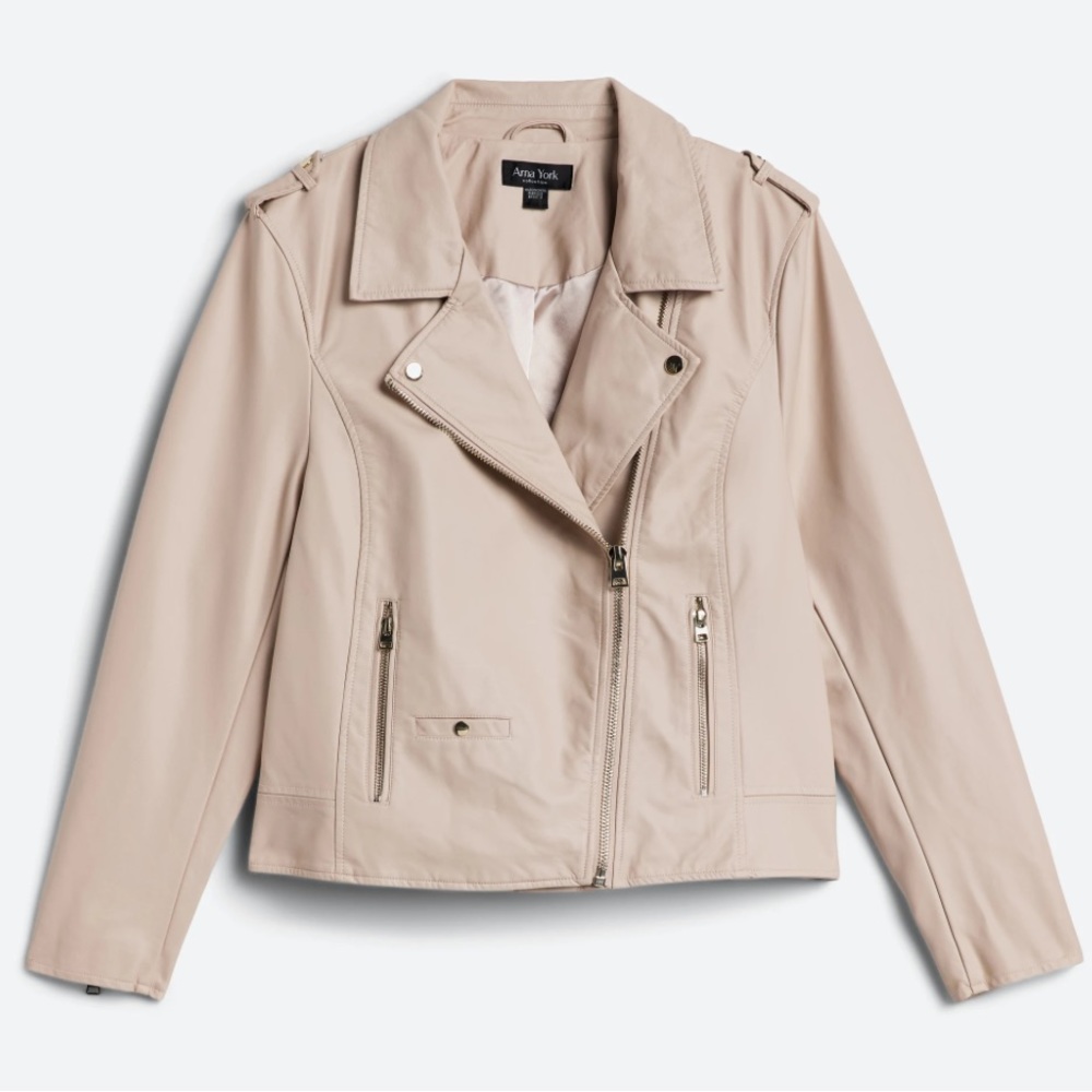 Blush Faux Leather Jacket - Avenue Arna York